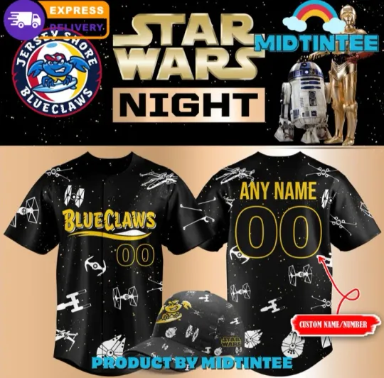 Discover Custom Blueclaw X Star Wars Night 2025 Baseball Jersey
