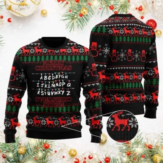 Stranger Things Alphabet Ugly Christmas Sweater