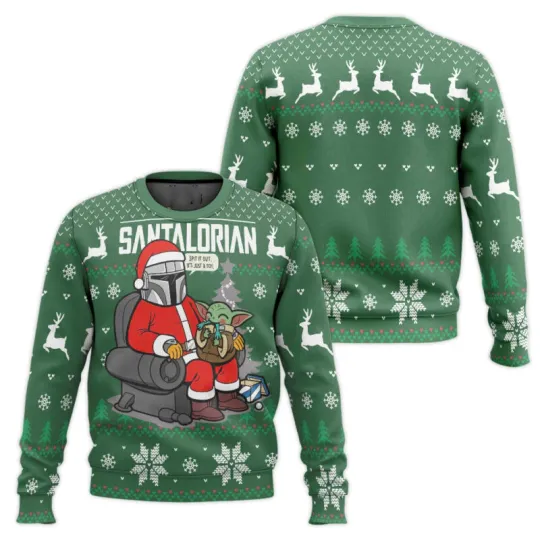 Discover Santalorian Mandalorian Star Wars Ugly Christmas Sweater