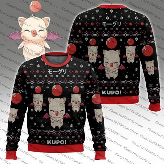 Discover Kupo Moogle Ugly Christmas Sweater Holiday Sweatshirt Men Women Pullover Xmas Santa 2026 New Hot Sale Top Round Neck Long Sleeve