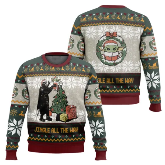 Jingle All The Way Mandalorian Star Wars Ugly Christmas Sweater