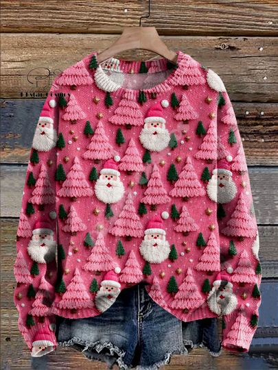 Discover Christmas Santa Claus Cat Dog Graffiti Vintage Retro Winter Ugly Sweater 3DPrint Harajuku Pullover Casual Funny Long Sleeves V17