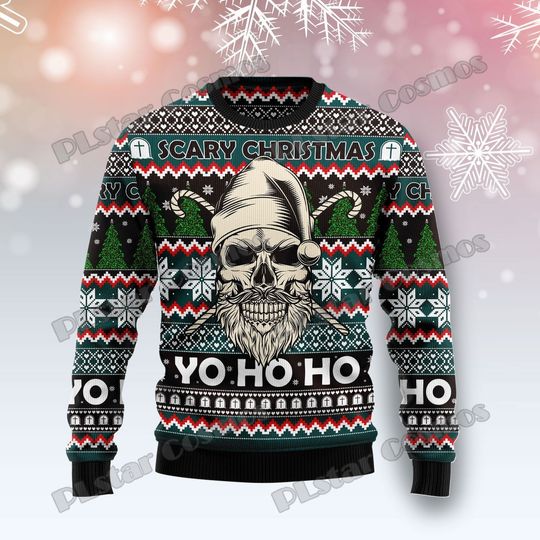 Discover PLstar Cosmos Skull Scary Christmas 3D Printed Fashion Men's Ugly Christmas Sweater Winter Unisex Casual Knitwear Pullover MYY02