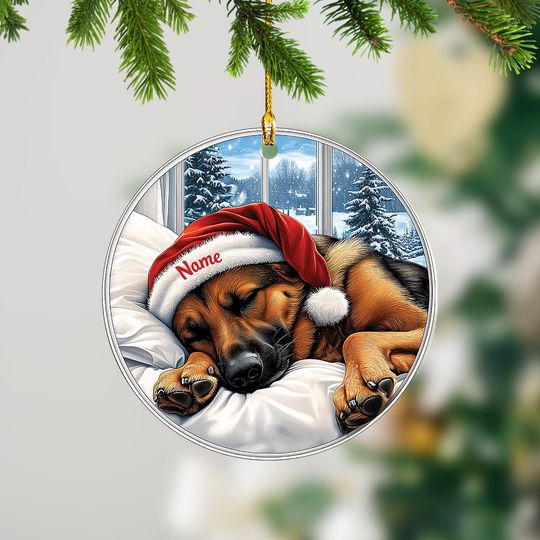 Discover German Shepherd Dog Christmas Ornament, German Shepherd Dog Sleeping Ornament, German Shepherd Dog Ceramic Ornament Decor, Dog Lovers Xmas Gift