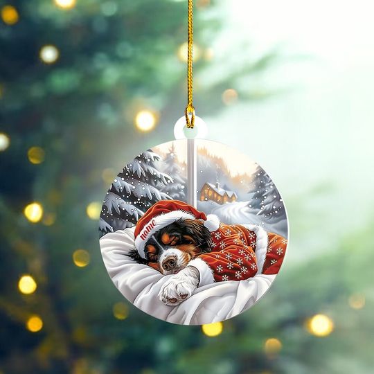 Discover Bernese Mountain Dog Christmas Ornament, Bernese Mountain Dog Sleeping Ornament, Bernese Mountain Dog Ceramic Ornament Decor, Dog Lovers Xmas Gift