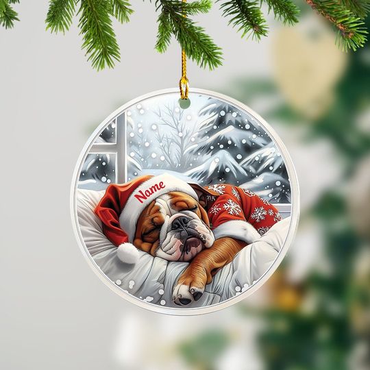 Discover Lovely Bulldog Christmas Tree Ornament, Bulldog Sleeping Ornament, Bulldog Ceramic Ornament Decor, Dog Lovers Xmas Gift