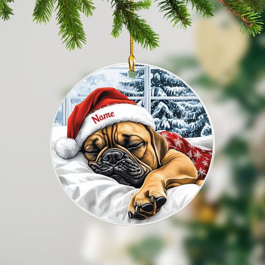 French Bulldog Christmas Ornament, French Bulldog Sleeping Ornament, Frenchie Dog Ceramic Ornament Decor, Dog Lovers Xmas Gift