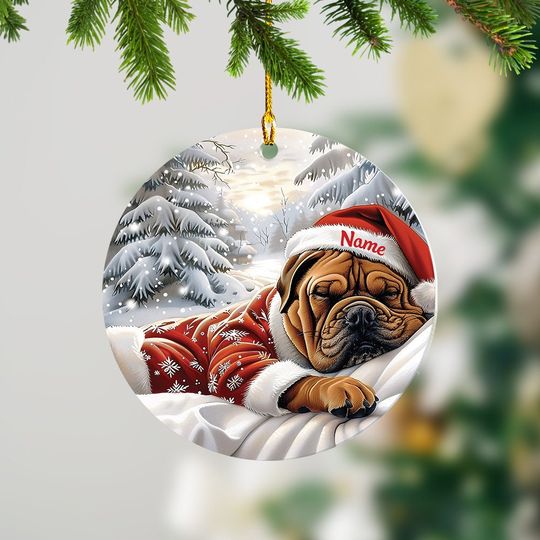 Discover Lovely Mastiff Dog Christmas Ornament, Mastiff Dog Sleeping Ornament, Mastiff Dog Ceramic Ornament Decor, Dog Lovers Xmas Gift