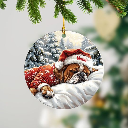 Discover Lovely Boxer Dog Christmas Ornament, Boxer Dog Sleeping Ornament, Boxer Dog Ceramic Ornament Decor, Dog Lovers Xmas Gift