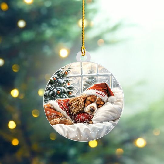 Discover Cocker Spaniel Dog Christmas Ornament, Cocker Spaniel Dog Sleeping Ornament, Cocker Spaniel Dog Ceramic Ornament Decor, Dog Lovers Xmas Gift