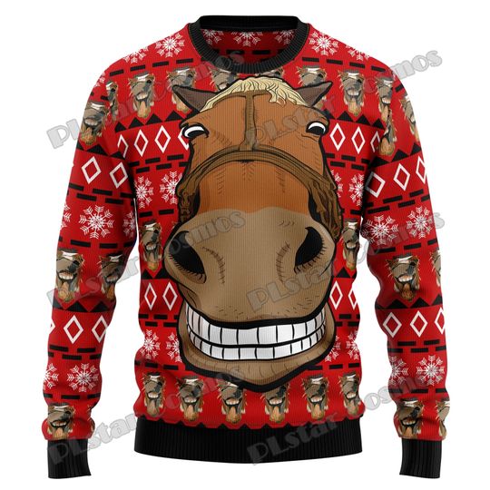 Discover Funny Horse Christmas Graphic 3D Printed Fashion Men's Ugly Christmas Sweater Winter Unisex Casual  Pullover Sweater MYY15