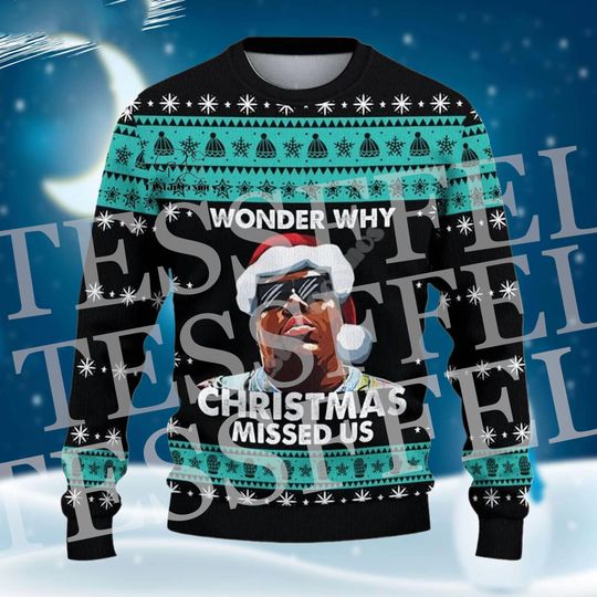 Discover Funny Christmas Santa Claus  Ugly Sweater Cartoon Anime Vintage Graffiti Long Sleeves 3DPrint Winter Pullover Harajuku V8