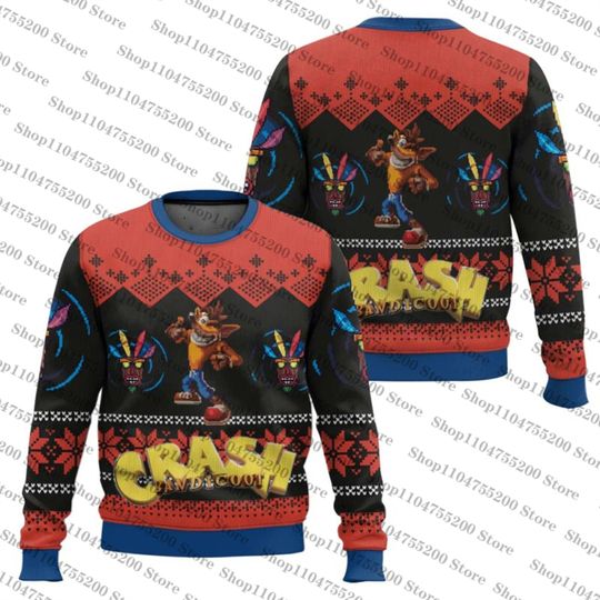 Discover Red Video Game Wolf Holiday Sweater Official Cool Ugly Christmas Sweater Cheerful Sweatshirt Design Pullover Popular Jumper