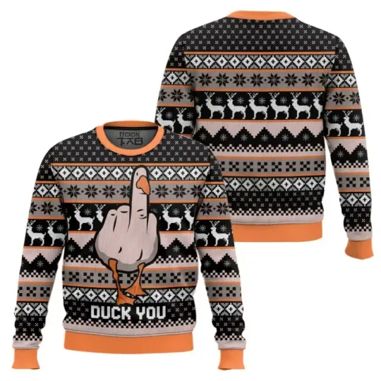 Duck You Funny Christmas Ugly Sweater Novelty Holiday Party Pullover Warm Cozy Plus Size Sweaters for Men Women Xams Gift 2026