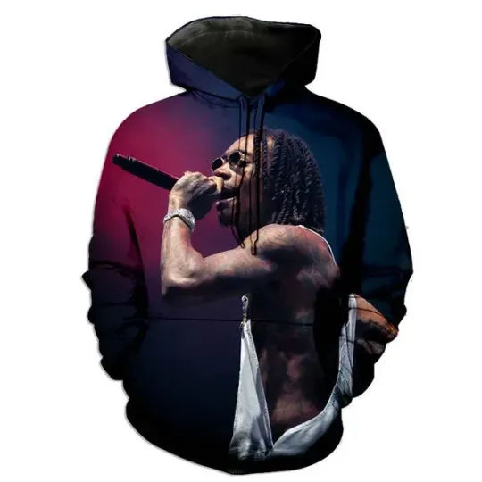 Discover Wiz Khalifa On Stage Vintage Rapper Rap Music All Over Print Hoodie