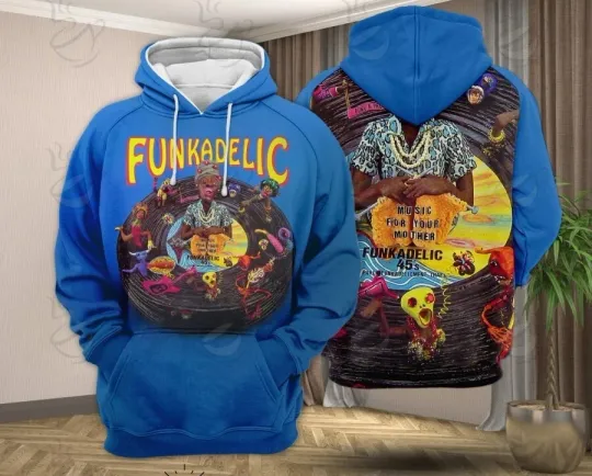 Discover Funkadelic 45s Album Vintage Funk Rock Band All Over Print Hoodie 3D