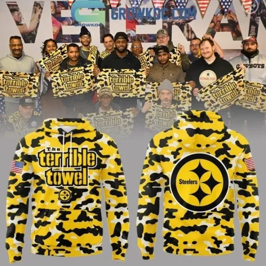 Pittsburgh Steeler The Terrible Towel Camo Hoodie All Sizes
