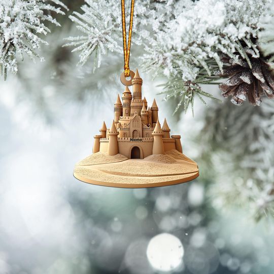 Discover Sand Castle Christmas Ornament, Beach Christmas Ornament, Ocean Holiday Ornament, Sea Ornament, Summer Vacation Ornament Gift TD-1114-MKCI