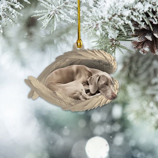 Discover Personalized Weimaraner Dog Sleeping Angel Wings Ornament, Weimaraner Dog Christmas Ornament Gift, Weimaraner Dog Car Ornament TD-0928-NCQK