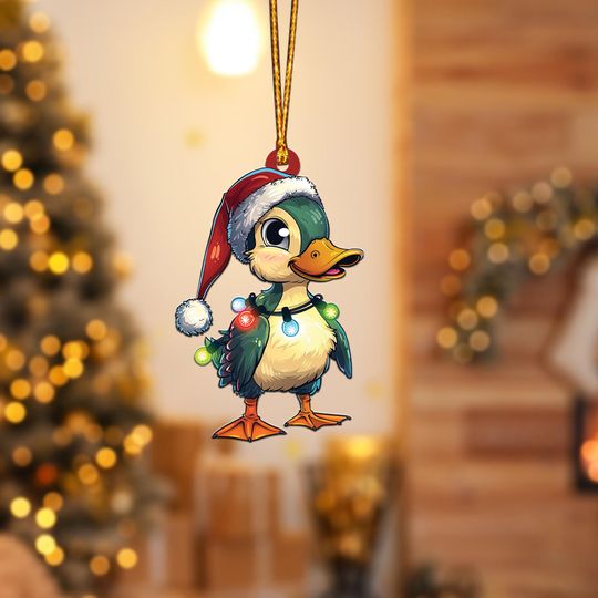 Discover Cute Duck Christmas Light Ornament, Christmas Tree Decor, Loved Duck Ornament, Hanging Ornament Gift TD-1122-0DOI