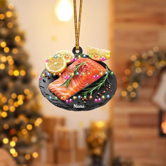 Discover Salmon Fillet Christmas Light Ornament, Christmas Tree Decor, Loved Salmon Fillet Ornament, Hanging Ornament Gift TD-1202-PSXK