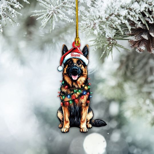 Discover Personalized German Shepherd Dog Christmas Lights Ornament, German Shepherd Dog Ornament Gift, German Shepherd Dog Car Ornament TD-1008-6NPJ