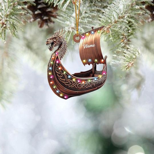 Discover Personalized Viking Boat Ornament, Viking Ship Christmas Ornament, Viking Hanging Ornament, Love Viking Ornament Holiday Decor TD-1127-NHOZ