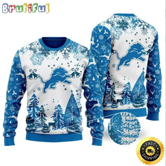Discover Football Detroit Lion Christmas Ugly Sweater Xmax Tree Chistmas
