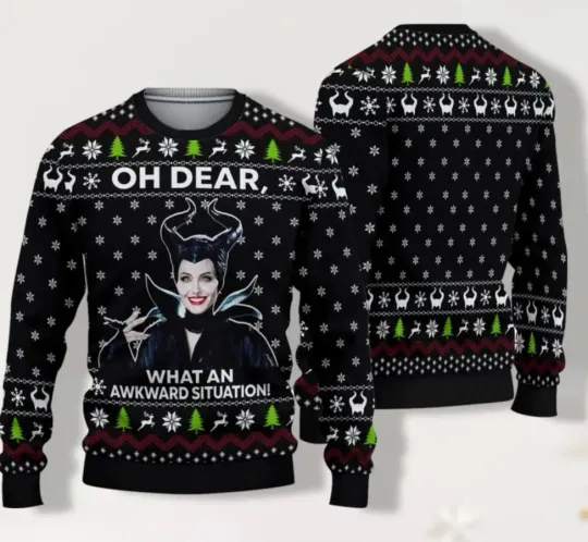 Maleficent Christmas Ugly Sweater, Villains Evil Christmas Sweater