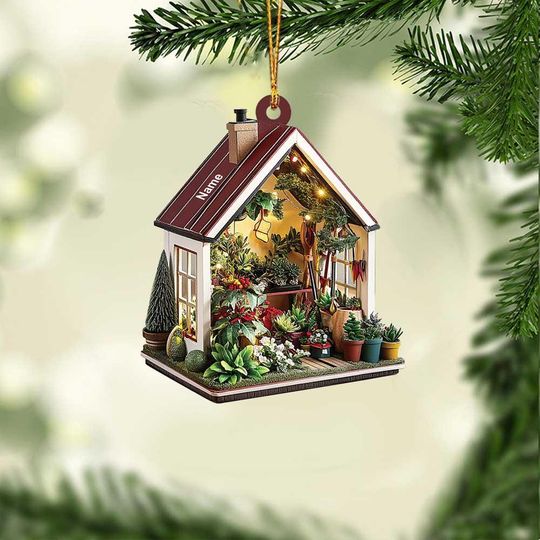Discover Garden House Christmas Ornament, Greenhouse Hanging Ornament, Garden House Flat Ornament, Gardener Ornament, Gardening Ornament