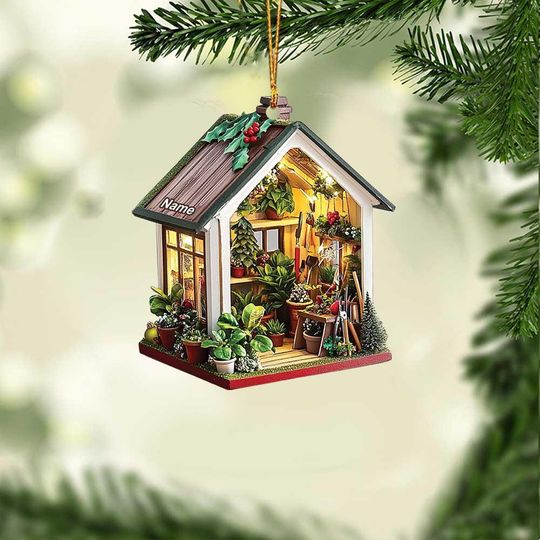 Discover Garden House Christmas Ornament, Greenhouse Hanging Ornament, Garden House Flat Ornament, Gardener Ornament, Gardening Ornament