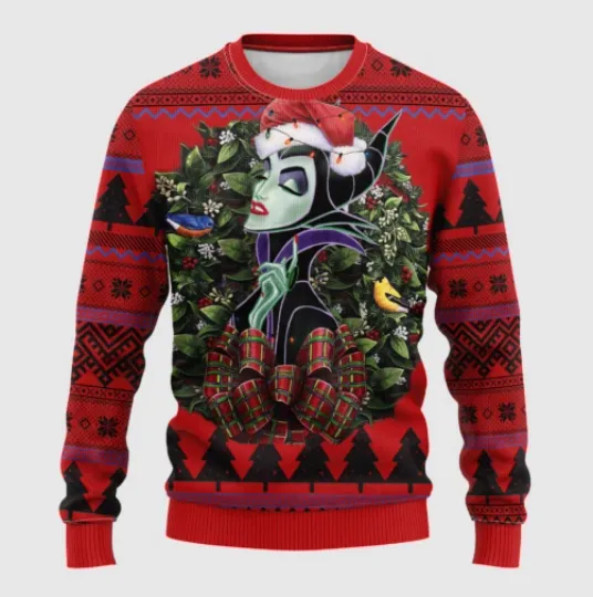 Cartoon Maleficent Noel Mc ugly Christmas sweater