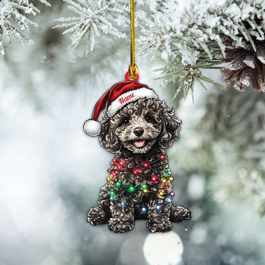 Personalized Poodle Dog Christmas Lights Ornament, Poodle Dog Ornament Gift, Poodle Dog Ornament Decor