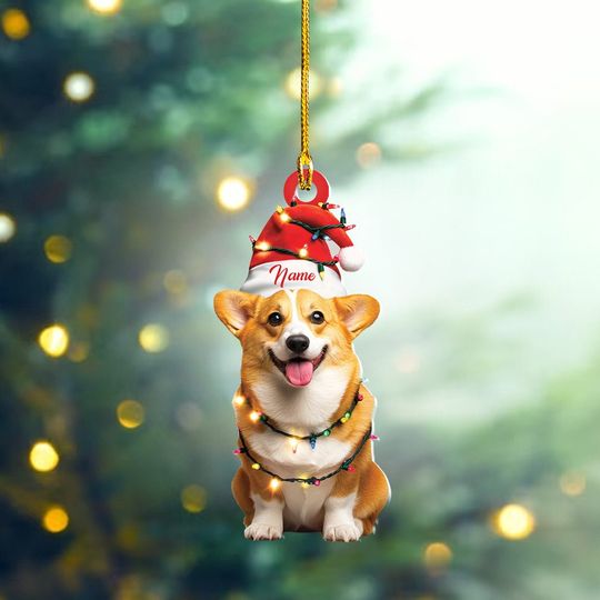 Discover Personalized Corgi Dog Ornament, Dog Christmas Hanging Ornament, Dog Ornament, Gift For Pet Lover
