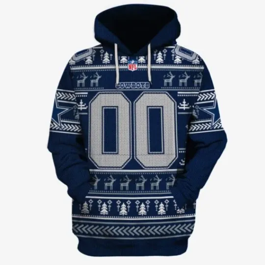 Discover BG Personalized Number Cowboys Reindeers All Over Print Hoodie
