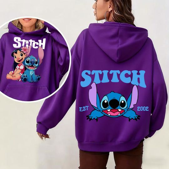 Discover Disney Stitch Women's Hoodie Sweatshirt Autumn Winter Warm Pullover Cute Cartoon Print Fashion Streetwear Outdoor Activities