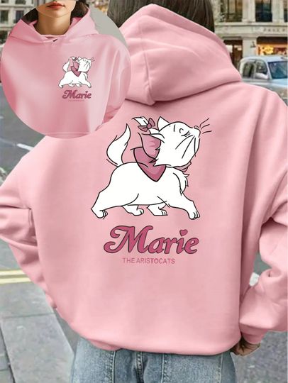 Discover Women's Disney Marie From The Aristocats Men Fleece Hoodies Cotton Hoody Sweatshirt Pullover Autumn Winter Oversize Loose Couple