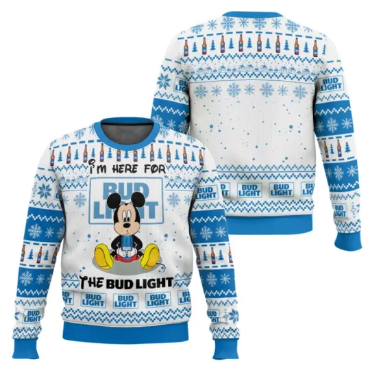 Discover Mickey Im Here For The Bud Light Ugly Christmas Sweater