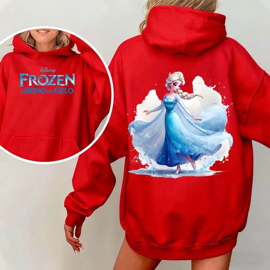 Discover Disney Women's Winter Warm Oversized Hoodie Y2k Style with Frozen Elsa Print, Fashion Streetwear Winter Clothes Hooded Pullover
