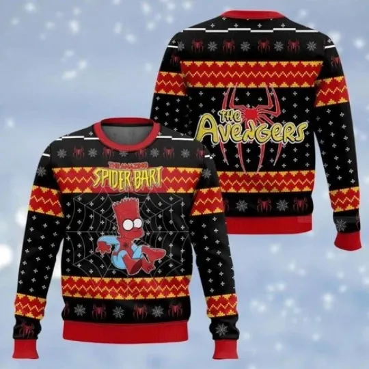Spider Bart Christmas Ugly Sweater, Simps0ns Super-hero Ugly Xmas, Funny Gift