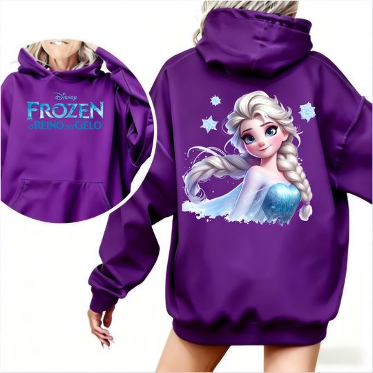 Discover 2026 Disney Frozen Elsa Printed Women's Winter Clothes Hoodie Sweatshirt Hooded Warm Pullovers Oversized Hoodie Y2k Style Top