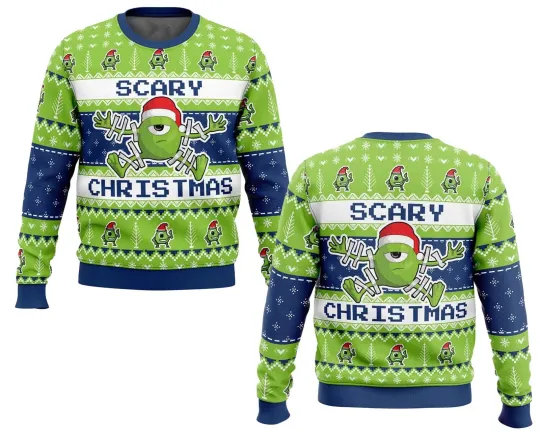 Scary Christmas Mike Wazowski Monster Inc Ugly Christmas Sweater