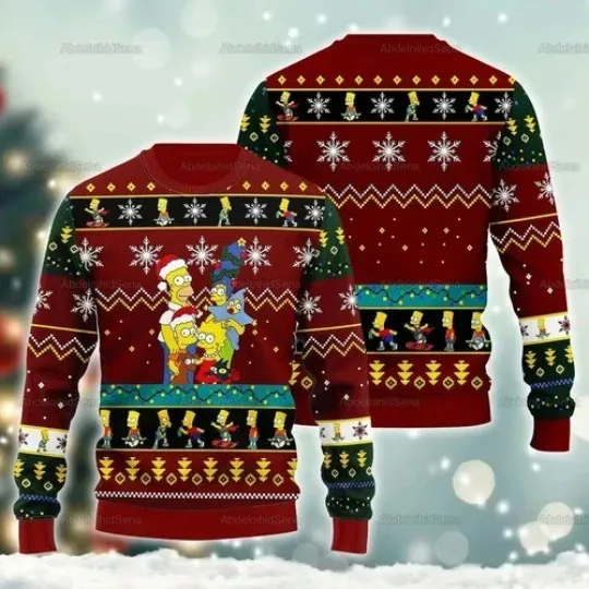 Discover The Simps0ns Ugly Sweater, The Simpsons Christmas Sweater, Bart Simpson Sweater