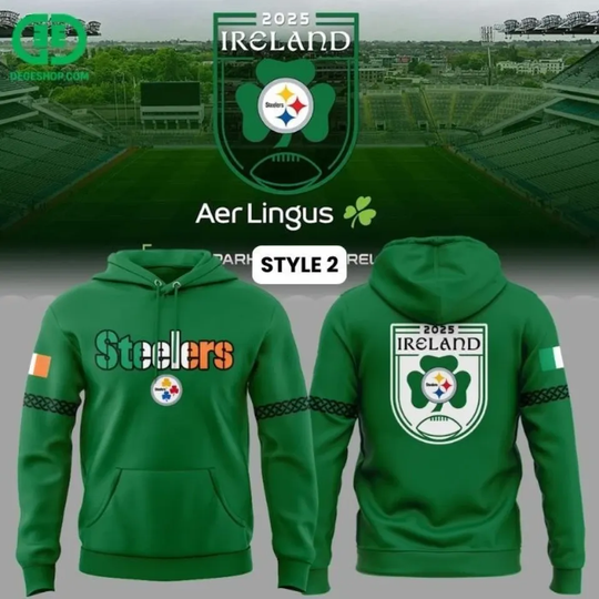 Discover football Ireland 2025 Dublin Pittsburgh Steeler Hoodie 3D