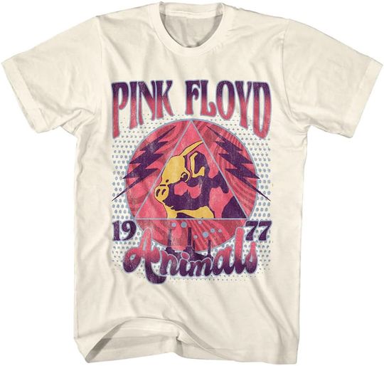 Discover Pink Floyd 70s Rock 1977 Animals Adult Short Sleeve T-Shirts Vintage Style Graphic Tees