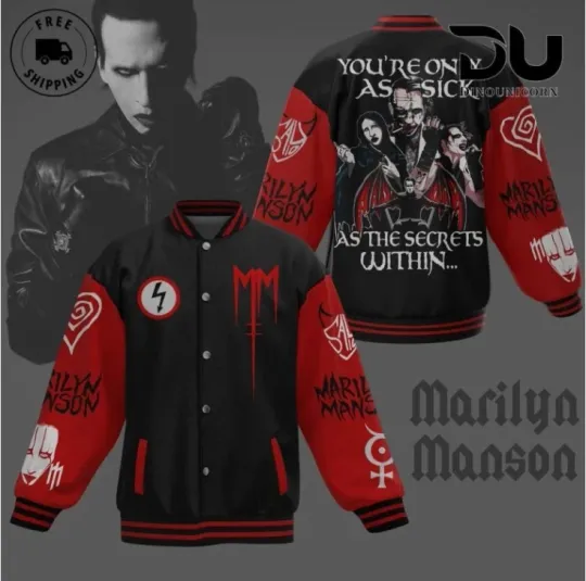 Marilyn Manson As Sick As The Secrets Within Baseball Jacket Gift For Christmas