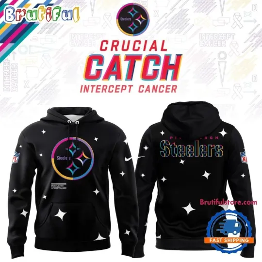 Discover Piitsburgh Stee.ler Black 2025 football Crucial Catch Hoodie 3D All Size