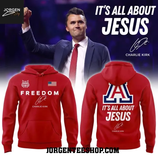 Arizonna Wildcat All About Freedom Jesus Charlie Kirk 2025 Hoodie