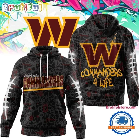 Commanders football Special Graffiti My Team 4 Life All Over Print Hoodie