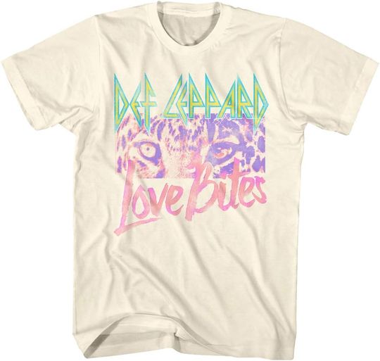 Def Leppard Love Bites Leopard Eyes Graphic T-Shirt for Adults